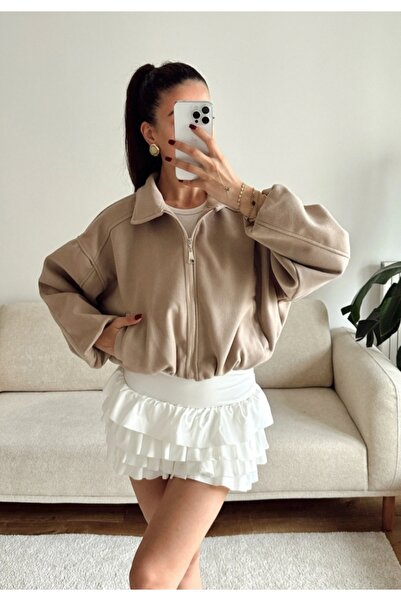 Zeynep Öykü Style Kadın Kaşe Bomber Ceket