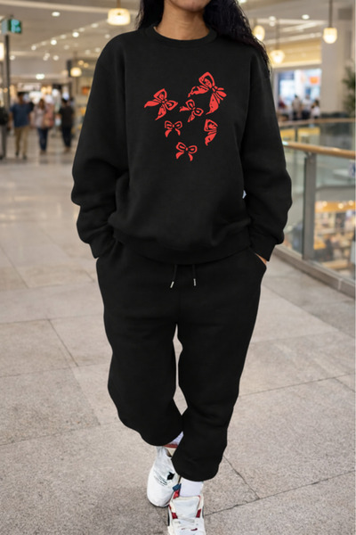 Pink Sky Unisex Butterfly Printed Hooded Sweatshirt & Jogger Tracksuit Set Ov...