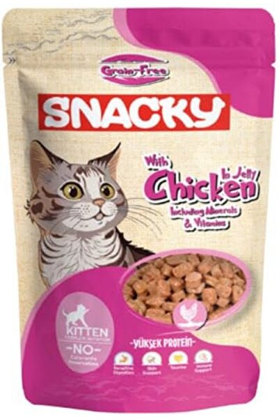 Snacky Kitten Cat Food with Chicken in Jelly, High Protein 85gx24