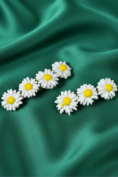 Uretti - Hülya 6683 Handmade Floral Patterned Polymer Clay Set of 2 Clip-On H...