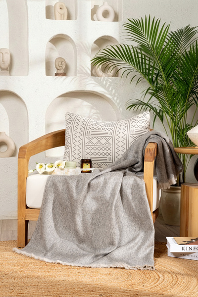 Koza Home Scala Gray Feather Throw Blanket 130X170 5072A