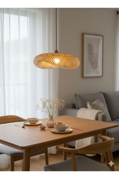 PANALI Dekoratif Doğal Rattan Sarkıt Avize M