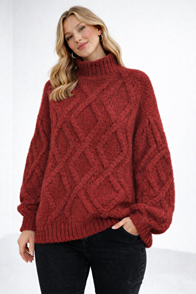 Kirazgym Women's Mock Neck High Neck Balloon Sleeve Oversized Winter Sweater ...