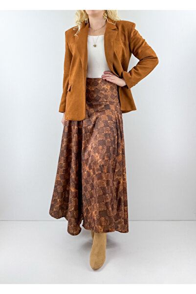 Modaonna Checkered Satin Maxi Skirt