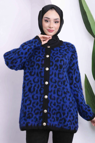 elbisereyonda düğme kapamalı leopar tunik hırka