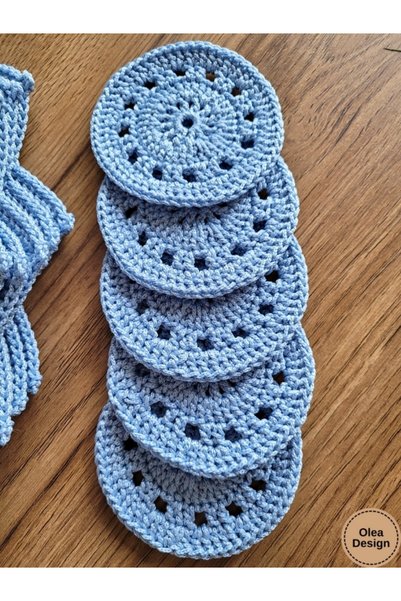 Olea Hand Knitted Supla, Crochet Placemat/Supla, Dowry Supla, Blue Sun, Dowry Knitted Supla