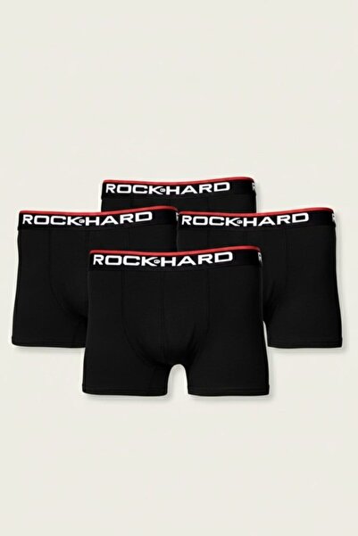 rockhard Pachet de 4 modal premium negru Lycra pentru bărbați boxeri - Textur...