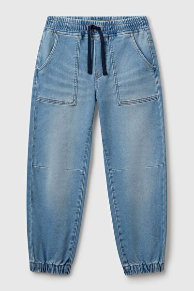 United Colors of Benetton Pantaloni jogger din denim pentru bărbați, cu șnur ...