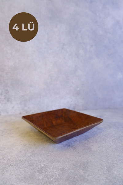 justwood 4-Piece Ligna Melamine Wood Embossed 18X18 cm Salad Plate, Presentat...