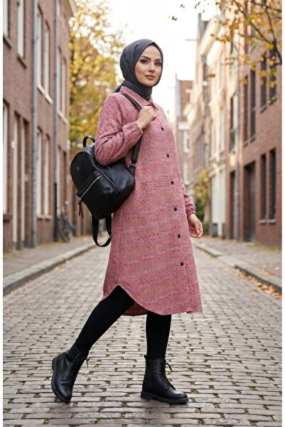 sefamerve Χειμερινό τουνίκ Ξυλοκόπος με κουμπιά 2506-03 Dusty Rose