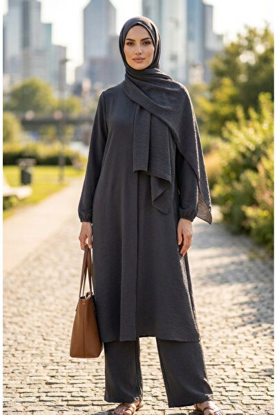 sefamerve Aerobin Fabric Tunic Trousers Double Set 4142-08 Anthracite