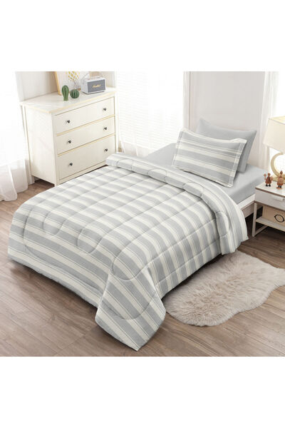 Orange Bed & Bath Grey Stripe Twin | Small Single Duvet Set 4 Pieces