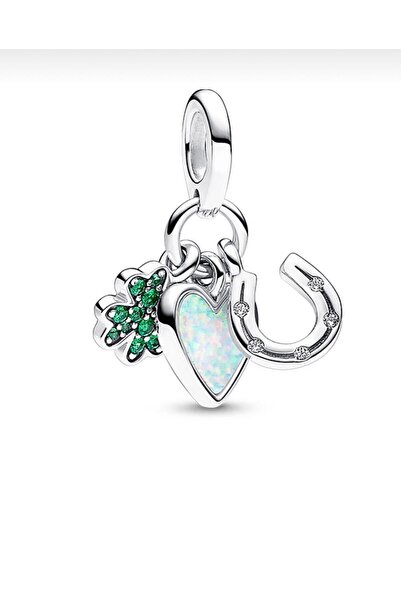 Defne Silver Clover, Horse Shoe, Heart Luck Charm