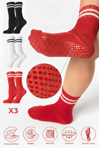 SAYSEZ Bamboo Women's Anti-Slip Sole Silicone Print Pilates Yoga Fitness Ball...