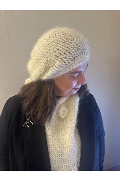 ALS Tasarım Dünyası Λευκό χρώμα, ελαφριά λαμπερή, χειροποίητη πλεκτή συνδυαστ...