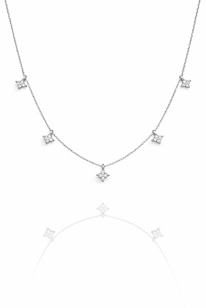Siminkari Mini Kutup Yıldızları Gümüş Sıralı Dainty Kolye