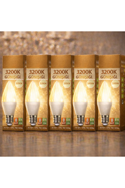 kialed Mum Ampul 5'li 8W E14 – 3200K Gün Işığı