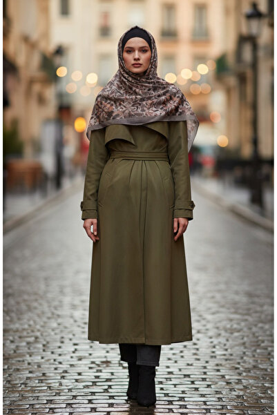 sefamerve Floral Patterned Amber Shawl 70357-13 Mink