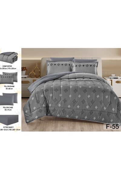 alzawia لحاف نفر 4 قطع منفوخ مايكروفايبر مشجر وجهين