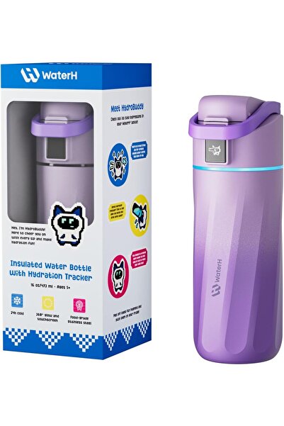 WATERH زجاجة مياه ذكية للأطفال من بوست مزودة بخاصية التذكير والتتبع، خالية من...