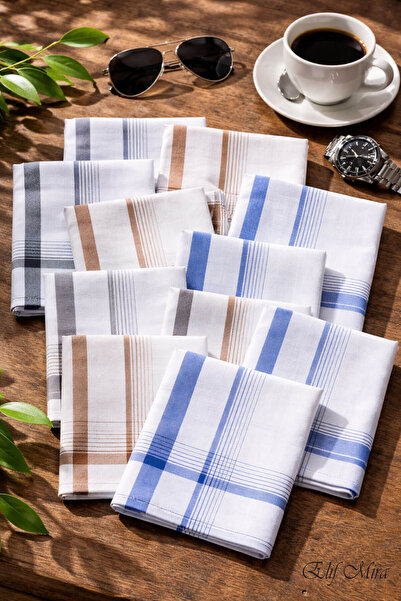 Hepsine Rakip Set de 12 batiste pentru bărbați, 40x40 cm, bumbac Mirfatih