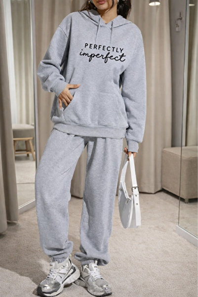 Pink Sky Unisex Perfectly Imperfect Printed Hooded Sweatshirt & Jogger Tracks...