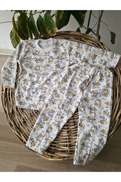 Özlev Baby Astronaut Printed 100% Cotton Baby Pajama Set