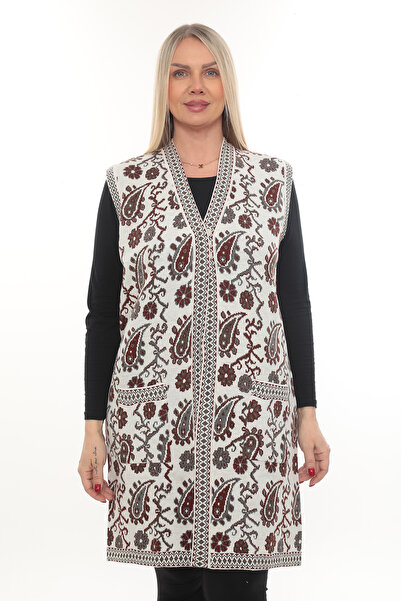 İKSUN Women's Ethnic Style Knitwear Knitted Kilim Pocketed Winter Thick Long ...