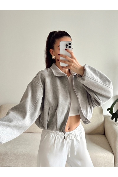 Zeynep Öykü Style Kadın Kaşe Bomber Ceket