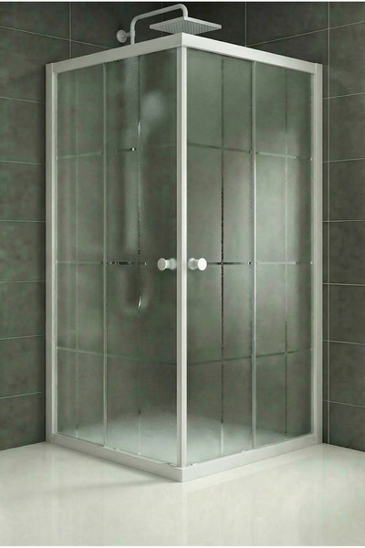 Durul Duşakabin Kare Beyaz Karomat Desen Cam