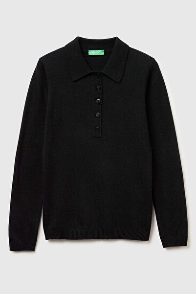 United Colors of Benetton Black Women's / Girls' Wool and Cashmere Blend Regu...