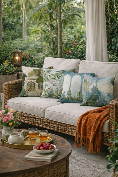 Arancione Co غطاء وسادة مزدوج الجوانب مطبوع مكون من 4 قطع 6AOD12