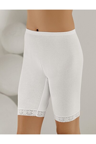 Şahinler Women, 100% Cotton, White, Lace, Ribbed Leggings