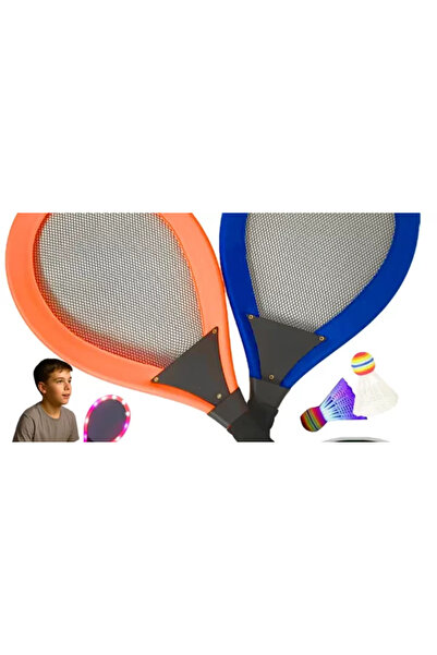RCO Badminton/Tennis Racket Set with Colorful LED Lights, Orange/Blue