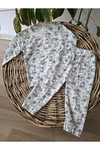 Özlev Baby Astronaut Printed 100% Cotton Baby Pajama Set
