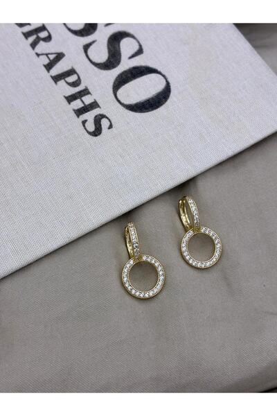Hedef Bijuteri أقراط دائرية من حجر الزركون باللون الذهبي موديل CM109