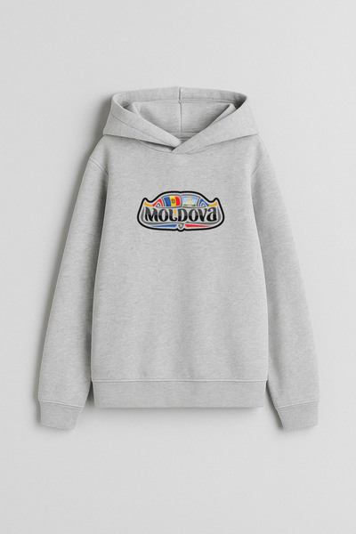 MODA Παιδικό φούτερ με κουκούλα με γκρι στάμπα Moldova