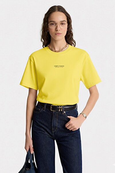 The Champ Clothing Women's Oversized T-Shirt Chmp Studios Printed Yellow – Cr...