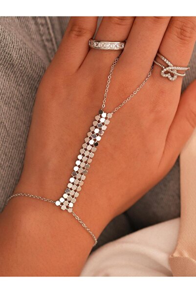 Zuum Accessories حجر الزركون بتصميم خاص من الفضة، سلسلة من الصلب باللون الرما...