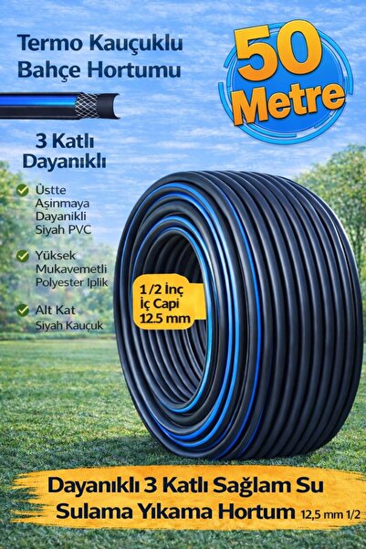 plant-home Termo gumeni vrtni crevo 50 metara 3-slojno izdržljivo crevo za na...