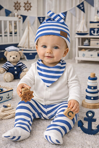 Latelier Midumi Baby, Unisex, Blue, Marine Concept, Cotton Bottom and Top Set...