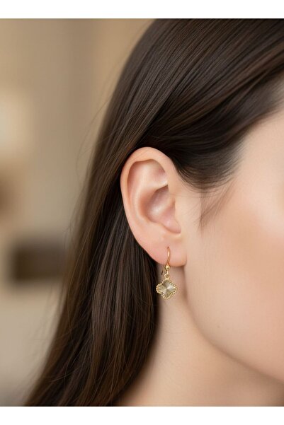 kuyumcu nurettin 1.40 gr (Gram) Dorikalı Yonca Küpe 14 Ayar (Çift) Altın