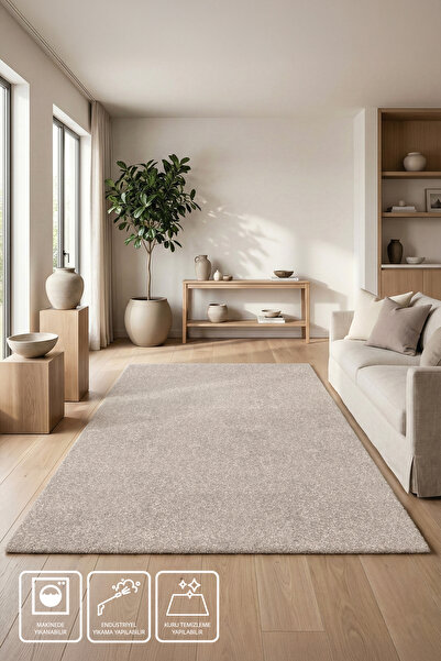 PetraHome Craft Salon Oturma ve Çocuk Odası Yumuşak Dokulu Tuft Halı- Açık Bej