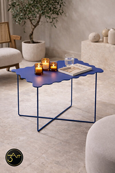 3art Metal Modern Dalga Formlu Metal Orta Sehpa - Dekoratif Metal Sehpa