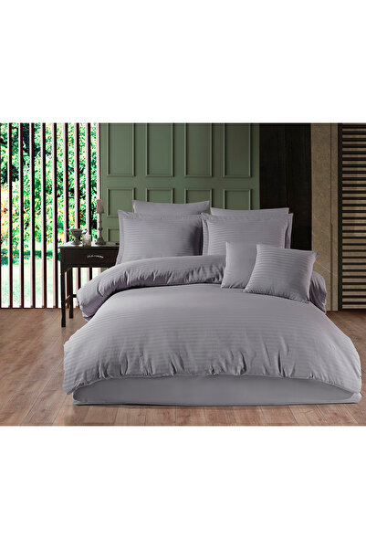 Hobby Stripe Comforter Set King Size 6 Pieces - Stone