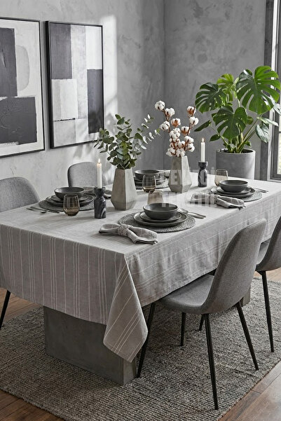 Çt Çeyizci Tekstil Cotton Striped Tablecloth 160X220Cm Cotton Tablecloth Striped