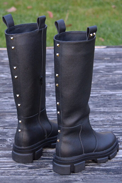 GARKONY Black Genuine Leather Boots Arezzo