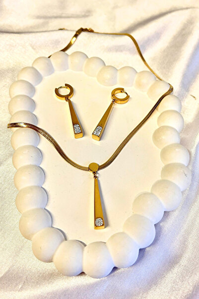 Luxe Loom Zarafetin Işıltısı Paslanmaz Çelik Geometrik Formlu Zirkon Taşlı İt...