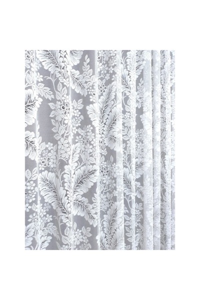 TREI STEJARI Perdea de Pascani, Model 75955, cu Ferigă, 400 cm X 180 H, Alb