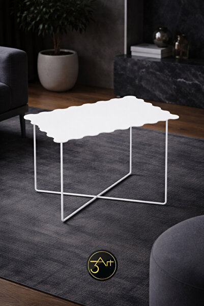 3art Metal Modern Dalga Formlu Metal Orta Sehpa - Dekoratif Metal Sehpa